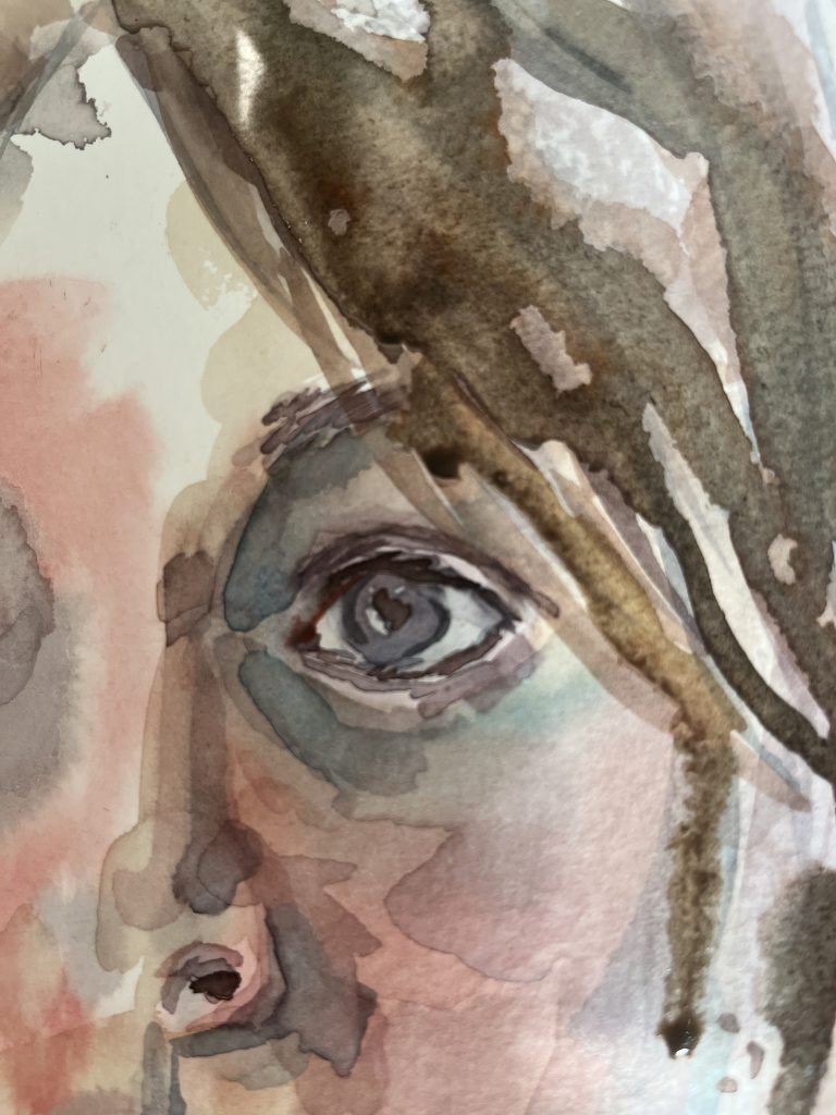 Watercolour image of my eye.  A look into the inner thoughts